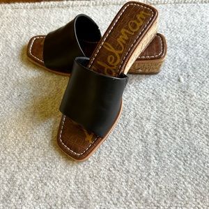 SAM EDELMAN Leather Slip-on Sandals -  size 8 1/2 Black